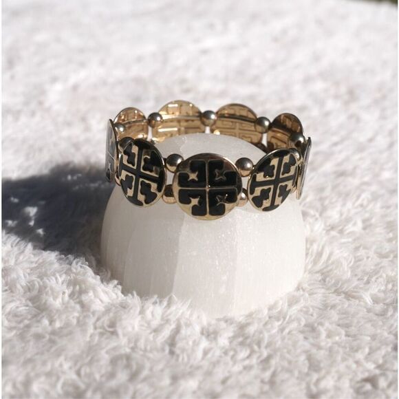 Inspired Logo Silver Black Stretch Bracelet - Picture 6 of 6